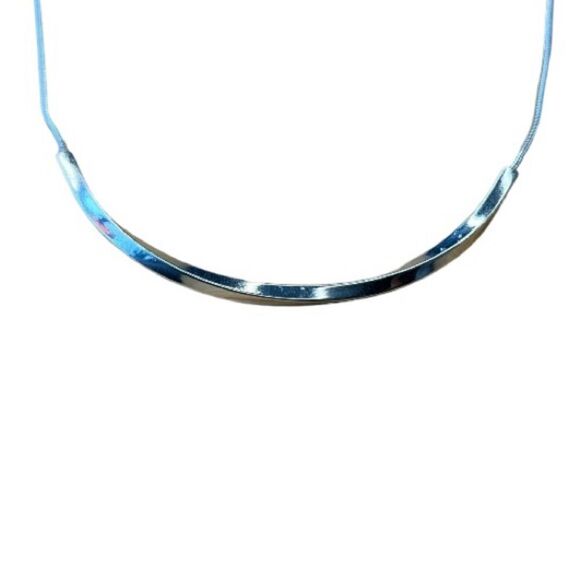 Silver Bar Chain Choker Necklace - Picture 5 of 6